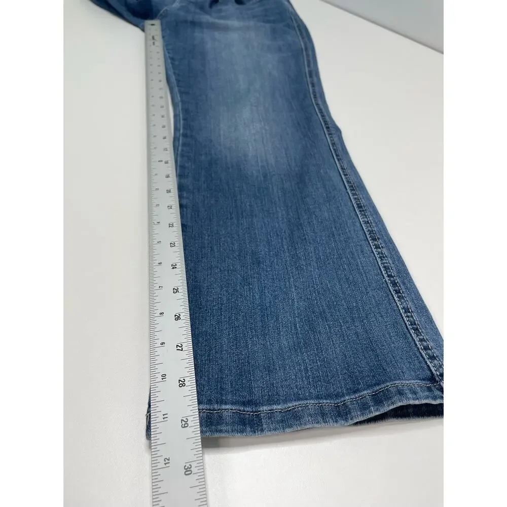 Calvin Klein‎ Whiskered Bootcut Jeans Mid Rise Denim Medium Wash Blue Womens 14
